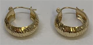 14K Yellow Gold Danty Fancy Detailed Designed Hoop Earrings 1.2G